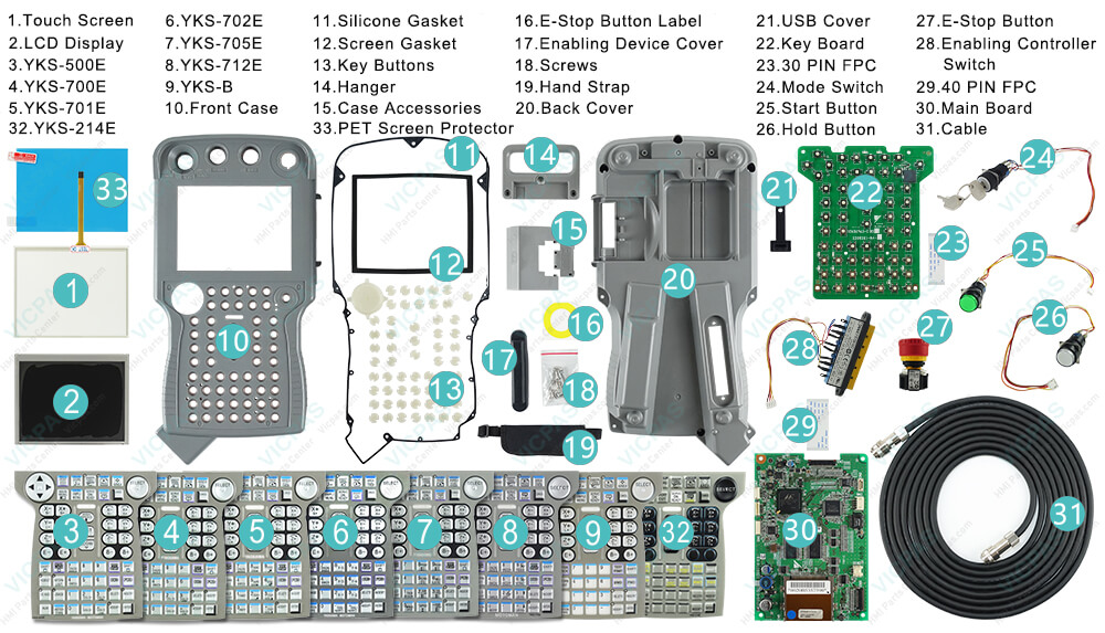 Yaskawa YRC1000 Robot JZRCR-APP01-1 Teach Pendant Fault Repair: Troubleshooting Keypad Membrane, Mode Switch, and Connection Cables